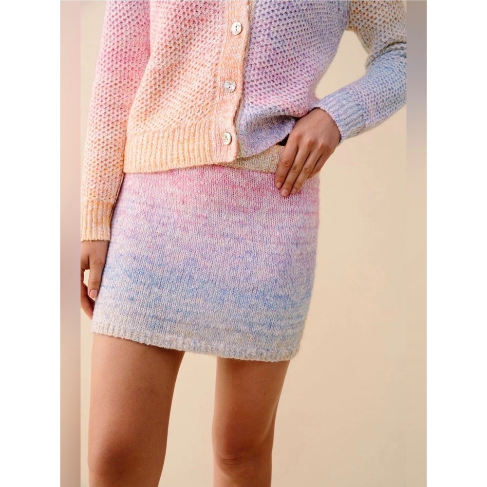 Kilte Margo Skirt Rainbow Ombre Knit Mini Bodycon Skirt Size 3 L XL